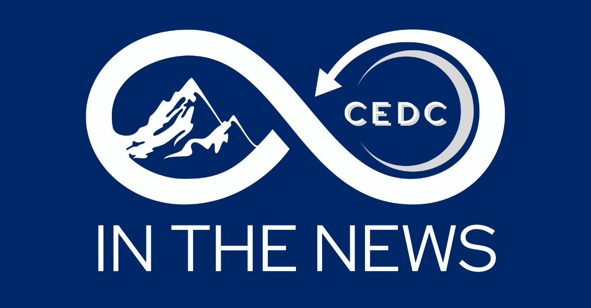 Graphic of CEDC logo and text "In the News"